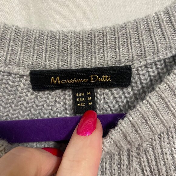 Massimo Dutti Gray Ribbed Cinch Waist Sweater Women's Size M - Picture 2 of 8